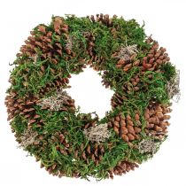 Adventskrans dörrkrans dekorativ krans med kottar mossa Ø30cm