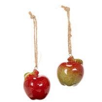 Artikel Höstdekoration äpple keramik för upphängning 5 cm 4 st