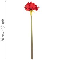 Artikel Konstgjord röd amaryllisblomma med stjälk, blomsterdekoration till jul, 50 cm