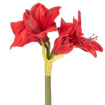 Artikel Konstgjord röd amaryllisblomma med stjälk, blomsterdekoration till jul, 50 cm