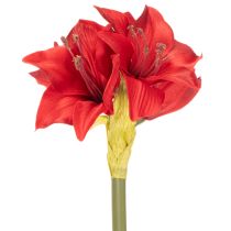 Artikel Konstgjord röd amaryllisblomma med stjälk, blomsterdekoration till jul, 50 cm