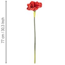 Artikel Konstgjord amaryllisblomma, röd, lång stjälk, för vas och arrangemang, 77 cm