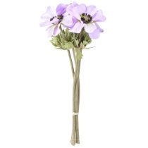 Artikel Konstgjorda anemonblommor i lila, 34 cm långa, 4 stycken