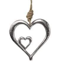 Hänge dekorativ hjärtmetall silver natur 10,5x11x0,5cm