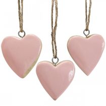 Hänge trähjärtan dekorativa hjärtan rosa Ø5-5,5cm 12st