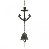 Hängare ankarklocka, maritim dekoration vindklocka, gjutjärn L47,5cm