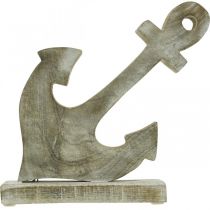 Artikel Ankare av trä, dekorativt ankare, shabby chic, vit, natur, 22 cm