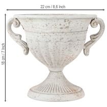 Artikel Antik trofé med handtag metalldekoration vintage grå vit H18cm