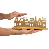 Artikel Hussilhuettdekoration advent på träbas 29 cm
