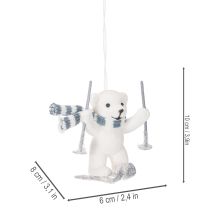 Artikel Isbjörnshänge på skidor med halsduk för upphängning, 10 cm, 2 stycken