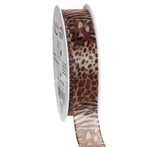 Artikel Dekorativt band, djurtryck, leopardmönster, presentband, 25 mm brett, 20 m långt