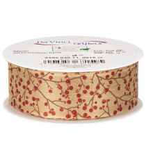 Artikel Dekorativa bandgrenar med röda glitterbär, 40 mm x 15 m