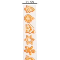 Artikel Presentband med pepparkaksfigurer. Festligt band för julklappar. 25mm x 18m.