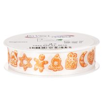 Artikel Presentband med pepparkaksfigurer. Festligt band för julklappar. 25mm x 18m.