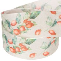Artikel Presentband, höstmotiv med nypon och blad, 40 mm x 18 m