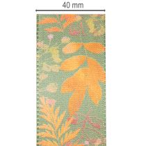 Artikel Dekorativt band med lövmotiv, höstdekoration, 40 mm x 15 m