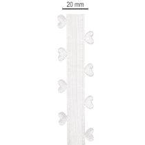 Artikel Dekorativt vitt band med hjärtan för kreativa pysselidéer, 20 mm x 15 m