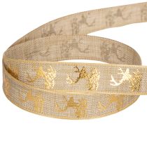Artikel Dekorativt band, hjortmönster, julband, 15mm x 15m