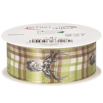 Artikel Dekorativt band med hjorthuvud och rutmönster, 40 mm x 15 m