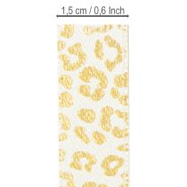 Artikel Band Leopardmönstrat Sidenband Krämfärgat Guld 15mm 18m