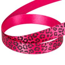 Artikel Dekorativt band med leopardmönster, rosa, 15mm x 18m