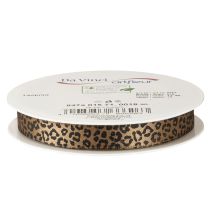 Artikel Band Leopardmönstrat Sidenband Brunt Svart 15mm 18m