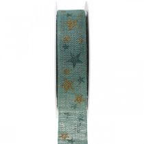 Presentband rosettband med stjärnor blåguld 25mm 15m