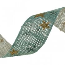 Presentband rosettband med stjärnor blåguld 25mm 15m
