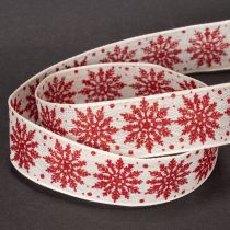 Artikel Dekorativt band med snöflingor, presentinslagning, vinter, 25mm x 20m
