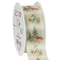 Artikel Dekorativt band med hjortmotiv, skog och blommor, 40 mm x 15 m