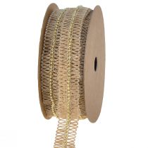 Juteband dekorativt band med gyllene pärlor jute 17mm 10m