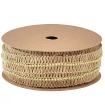 Artikel Juteband dekorativt band med gyllene pärlor jute 17mm 10m
