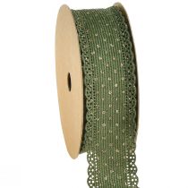 Artikel Presentband Grönt band prickar och spets 38mm 10mm