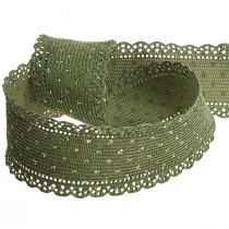 Artikel Presentband Grönt band prickar och spets 38mm 10mm