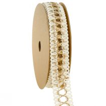 Juteband dekorativt band med öglor kräm natur 25mm 10m