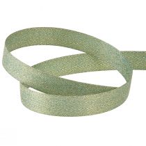 Artikel Presentband band fiskbensmönster grönt guld 15mm 20m