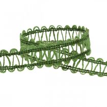 Artikel Juteband för dekoration, naturligt presentband, dekorativt band grönt 15mm 15m