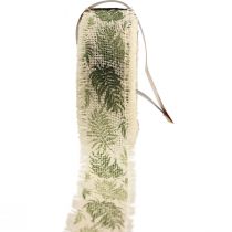 Dekorationsband regnskog bomullsband grönt 30mm 15m