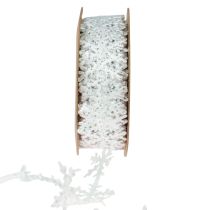 Satinband Julband snöflinga vit 25mm 5m