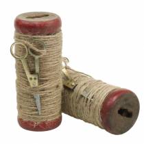 Artikel Garnspole med dekorativ sax Ø6,5cm H15cm 2st vintagestil
