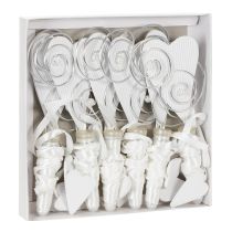 Artikel Bänkhängare med rör och hjärta, 18 cm, 6 stycken