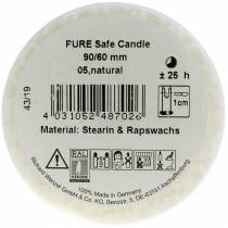Artikel PURE Nature Safe Candle pelarljus stearin, rapsvax 90/60mm vit 1 st