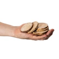 Artikel Naturliga runda träskivor för dekoration och hantverk, 6 cm, 300 g