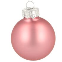 Artikel Julgransdekoration i glas rosa grå Ø4cm 24 st