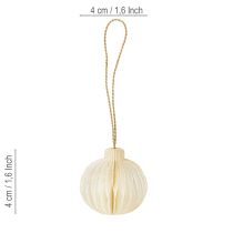 Artikel Pappers julgransprydnader, bikakepapper, vitt och guld, 4 cm, 6 stycken