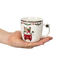 Artikel Keramisk mugg med julmotiv, bil och presenter, 9 cm