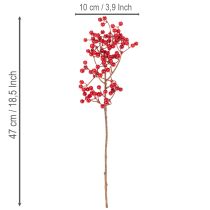 Artikel Konstgjord järnekskvist med röda bär, dekorativ gren för vaser, 47 cm, 3 stycken