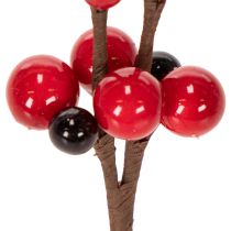 Artikel Konstgjord gren med röda bär, 15 cm, 6 stycken