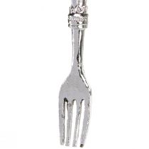Artikel Bestickdekoration för upphängning av metalllook silver 14cm 12 st