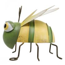 Trädgårdsfigur bi, dekorativ figur metallinsekt H9,5cm gröngul
